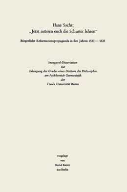 Abbildung von Balzer | Hans Sachs: 