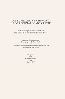 Abbildung von Hagen | Die Schiller-Verehrung in der Sozialdemokratie | 1. Auflage | 2025 | beck-shop.de