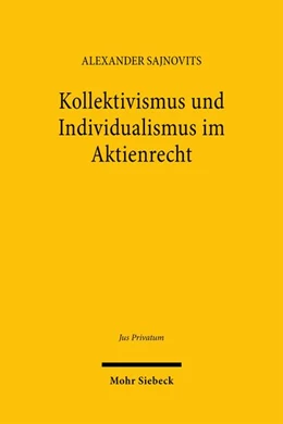 Abbildung von Sajnovits | Kollektivismus und Individualismus im Aktienrecht | 1. Auflage | 2026 | beck-shop.de