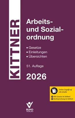 Abbildung von Kittner | Arbeits- und Sozialordnung 2026 | 51. Auflage | 2026 | beck-shop.de