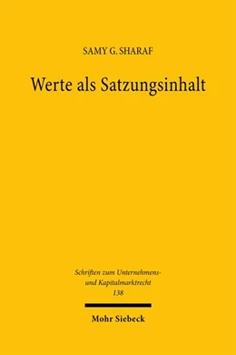 Abbildung von Sharaf | Werte als Satzungsinhalt | 1. Auflage | 2025 | beck-shop.de