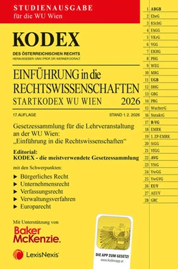 Abbildung von Doralt | KODEX Einführung in die Rechtswissenschaften WU 2026 | 17. Auflage | 2026 | beck-shop.de