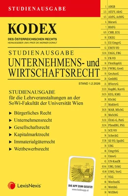 Abbildung von Doralt | KODEX Unternehmens- und Wirtschaftsrecht - SoWi Uni Wien | 1. Auflage | 2026 | beck-shop.de