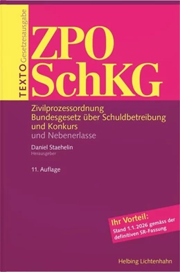 Abbildung von Staehelin | TEXTO ZPO/SchKG | 11. Auflage | 2026 | beck-shop.de