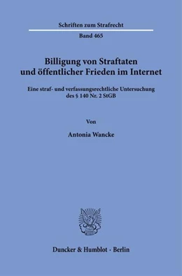 Abbildung von Wancke | Billigung von Straftaten und öffentlicher Frieden im Internet | 1. Auflage | 2026 | beck-shop.de