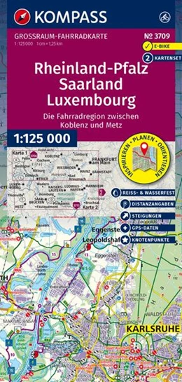 Abbildung von KOMPASS Großraum Fahrradkarte 3709 Rheinland-Pfalz, Saarland, Luxembourg mit Knotenpunkten 1:125.000 | 2. Auflage | 2026 | beck-shop.de