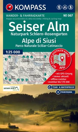Abbildung von KOMPASS Wanderkarte 067 Seiser Alm, Naturpark Schlern-Rosengarten / Alpe di Siusi, Parco Naturale Sciliar-Catinaccio 1:25.000 | 3. Auflage | 2026 | beck-shop.de