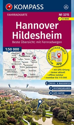 Abbildung von KOMPASS Fahrradkarte 3215 Hannover, Hildesheim 1:50.000 | 2. Auflage | 2026 | beck-shop.de