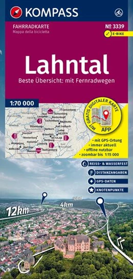 Abbildung von KOMPASS Fahrradkarte 3339 Lahntal mit Knotenpunkten 1:70.000 | 2. Auflage | 2026 | beck-shop.de