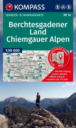 Abbildung von KOMPASS Wanderkarte 14 Berchtesgadener Land, Chiemgauer Alpen 1:50.000 | 3. Auflage | 2026 | beck-shop.de