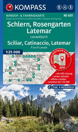 Abbildung von KOMPASS Wanderkarte 651 Schlern, Rosengarten, Latemar, Lavazéjoch / Sciliar, Catinaccio, Latemar, P.so di Lavazé 1:25.000 | 2. Auflage | 2026 | beck-shop.de