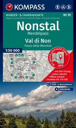 Abbildung von KOMPASS Wanderkarte 95 Nonstal, Mendelpass, Val di Non, Passo della Mendola 1:50.000 | 2. Auflage | 2026 | beck-shop.de
