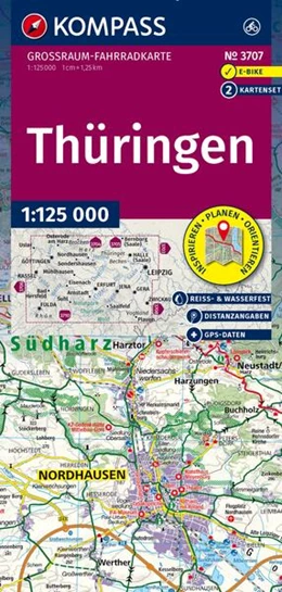 Abbildung von KOMPASS Großraum Fahrradkarte 3707 Thüringen 1:125.000 | 2. Auflage | 2026 | beck-shop.de
