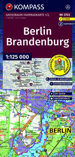 Abbildung von KOMPASS Großraum Fahrradkarte 3703 Berlin-Brandenburg, mit Knotenpunkten 1:125.000 | 2. Auflage | 2026 | beck-shop.de