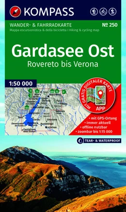 Abbildung von KOMPASS Wanderkarte 250 Gardasee Ost, Rovereto bis Verona 1:50.000 | 1. Auflage | 2026 | beck-shop.de