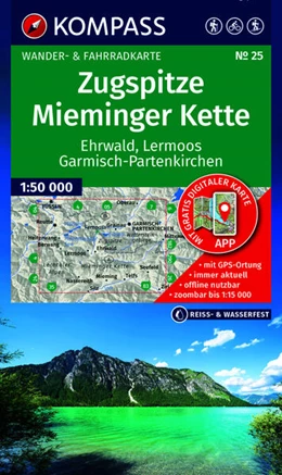 Abbildung von KOMPASS Wanderkarte 25 Zugspitze, Mieminger Kette, Ehrwald, Lermoos, Garmisch-Partenkirchen, Reutte 1:50.000 | 4. Auflage | 2026 | beck-shop.de