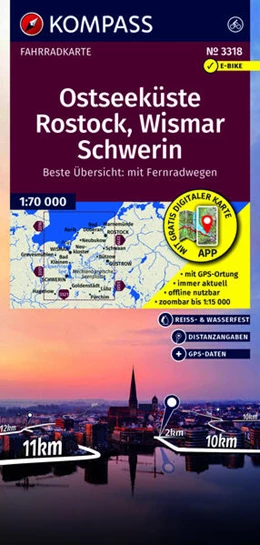 Abbildung von KOMPASS Fahrradkarte 3318 Ostseeküste, Rostock, Wismar, Schwerin 1:70.000 | 2. Auflage | 2026 | beck-shop.de
