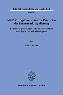 Abbildung von Witzel | MiCAR-Kryptowerte und die Prinzipien der Finanzmarktregulierung | 1. Auflage | 2026 | beck-shop.de