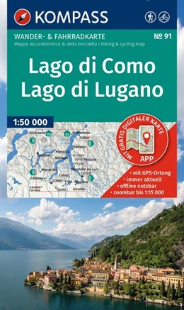Abbildung von KOMPASS Wanderkarte 91 Lago di Como, Lago di Lugano 1:50.000 | 2. Auflage | 2026 | beck-shop.de