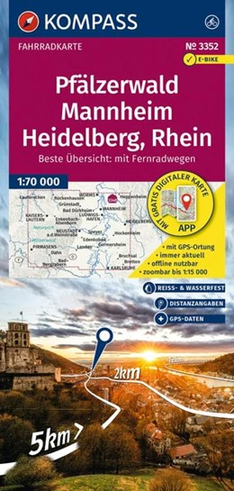Abbildung von KOMPASS Fahrradkarte 3352 Pfälzerwald, Mannheim, Heidelberg, Rhein 1:70.000 | 2. Auflage | 2026 | beck-shop.de