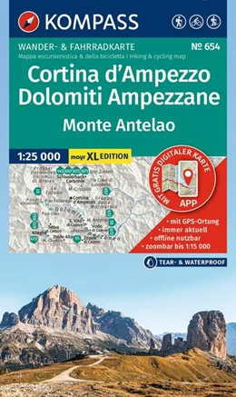 Abbildung von KOMPASS Wanderkarte 654 Cortina d'Ampezzo, Dolomiti Ampezzane, Monte Antelao 1:25.000 | 2. Auflage | 2026 | beck-shop.de