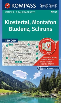 Abbildung von KOMPASS Wanderkarte 32 Klostertal, Montafon, Bludenz, Schruns 1:50.000 | 2. Auflage | 2026 | beck-shop.de