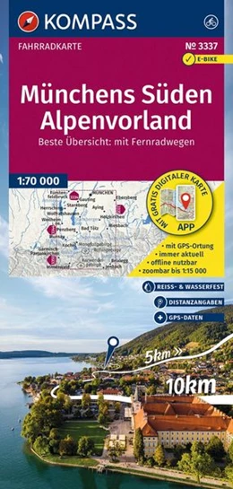 Abbildung von KOMPASS Fahrradkarte 3337 Münchens Süden, Alpenvorland 1:70.000 | 2. Auflage | 2026 | beck-shop.de