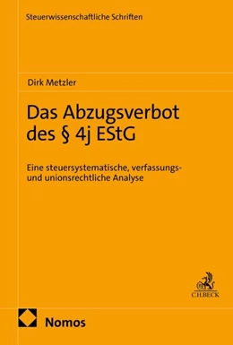 Abbildung von Metzler | Das Abzugsverbot des § 4j EStG | 1. Auflage | 2026 | beck-shop.de
