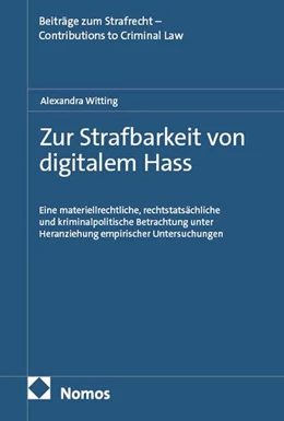 Abbildung von Witting | Zur Strafbarkeit von digitalem Hass | 1. Auflage | 2026 | beck-shop.de