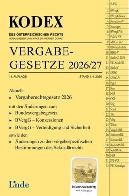 Abbildung von Ziniel / Doralt | KODEX Vergabegesetze 2026/27 | 14. Auflage | 2026 | beck-shop.de
