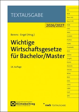 Abbildung von Berens / Engel | Wichtige Wirtschaftsgesetze für Bachelor/Master | 18. Auflage | 2026 | beck-shop.de