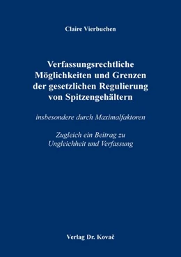 Abbildung von Vierbuchen | Verfassungsrechtliche Möglichkeiten und Grenzen der gesetzlichen Regulierung von Spitzengehältern | 1. Auflage | 2026 | 167 | beck-shop.de