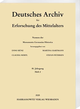 Abbildung von Bünz / Hartmann | Deutsches Archiv für Erforschung des Mittelalters 81 (2025) 2 | 1. Auflage | 2026 | 81,2 | beck-shop.de