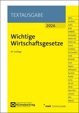 Abbildung von Wichtige Wirtschaftsgesetze | 40. Auflage | 2026 | beck-shop.de