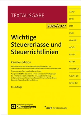 Abbildung von Wichtige Steuererlasse und Steuerrichtlinien | 17. Auflage | 2026 | beck-shop.de