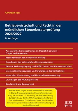 Abbildung von Voos | Betriebswirtschaft und Recht in der mündlichen Steuerberaterprüfung 2026/2027 | 6. Auflage | 2026 | beck-shop.de