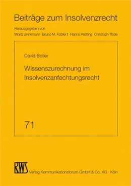 Abbildung von Botler | Wissenszurechnung im Insolvenzanfechtungsrecht | 1. Auflage | 2026 | 71 | beck-shop.de