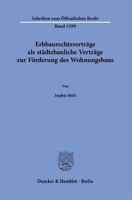 Abbildung von Bittl | Erbbaurechtsverträge als städtebauliche Verträge zur Förderung des Wohnungsbaus | 1. Auflage | 2026 | beck-shop.de