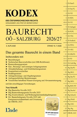 Abbildung von Umdasch / Doralt | KODEX Baurecht OÖ - Salzburg 2026/27 | 2. Auflage | 2026 | beck-shop.de