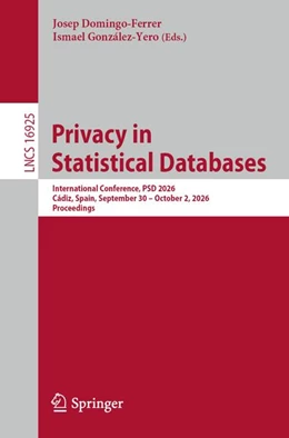 Abbildung von Domingo-Ferrer / González-Yero | Privacy in Statistical Databases | 1. Auflage | 2026 | beck-shop.de