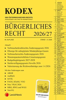 Abbildung von Doralt / Dokalik | KODEX Bürgerliches Recht 2026/27 | 66. Auflage | 2026 | beck-shop.de