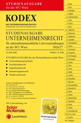 Abbildung von Doralt | KODEX Unternehmensrecht für unternehmensrechtliche LVA (WU Wien) 2026/27 | 13. Auflage | 2026 | beck-shop.de
