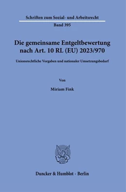 Abbildung von Fink | Die gemeinsame Entgeltbewertung nach Art. 10 RL (EU) 2023-970 | 1. Auflage | 2026 | beck-shop.de