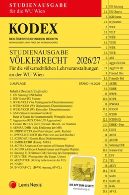 Abbildung von Doralt | KODEX Völkerrecht Studienausgabe WU Wien 2026/27 | 2. Auflage | 2026 | beck-shop.de