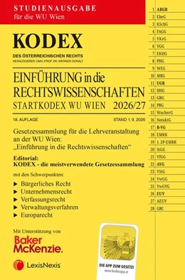 Abbildung von Doralt | KODEX Einführung in die Rechtswissenschaften WU 2026/27 | 18. Auflage | 2026 | beck-shop.de