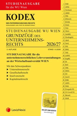 Abbildung von Doralt | KODEX Grundzüge des Unternehmensrechts für die WU 2026/27 | 3. Auflage | 2026 | beck-shop.de