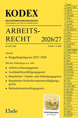 Abbildung von Ercher-Lederer / Doralt | KODEX Arbeitsrecht 2026/27 | 63. Auflage | 2026 | beck-shop.de