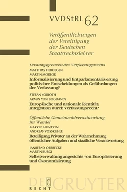 Abbildung von Leistungsgrenzen des Verfassungsrechts. Öffentliche Gemeinwohlverantwortung im Wandel | 1. Auflage | 2003 | 62 | beck-shop.de