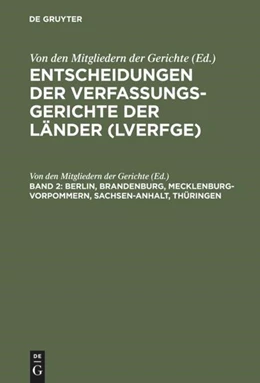 Abbildung von Von den Mitgliedern der Gerichte | Berlin, Brandenburg, Mecklenburg-Vorpommern, Sachsen-Anhalt, Thüringen | 1. Auflage | 1996 | beck-shop.de