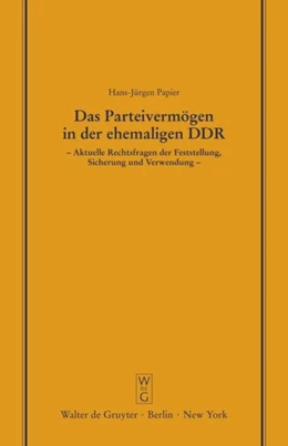Abbildung von Papier | Das Parteivermögen in der ehemaligen DDR | 1. Auflage | 1992 | 126 | beck-shop.de